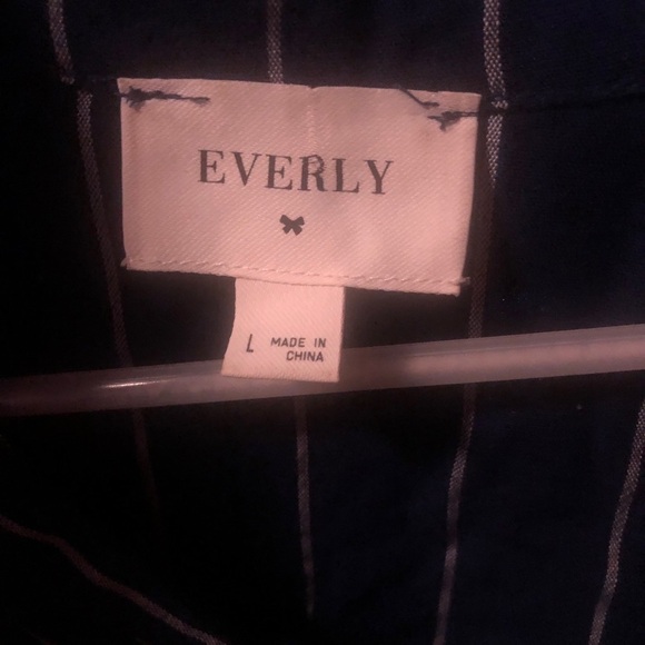 Everly Brand Navy Blue Collared Pinstriped Dress - Picture 9 of 9
